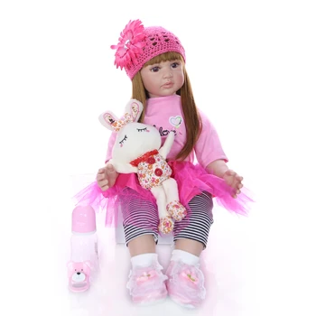 Naujas KEIUMI 24 Colių Reborn Lėles Minkšto Silikono Baby Princess Žaislas, Lėlė Mergaitė Playmates 60 cm, 