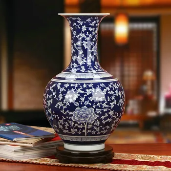 Naujas Klasikinis Kinų Keramikos Vaza, Mėlynos ir Baltos spalvos Porceliano Rankomis Dažyti Didelis Gėlių Vaza Home Office Decoratin