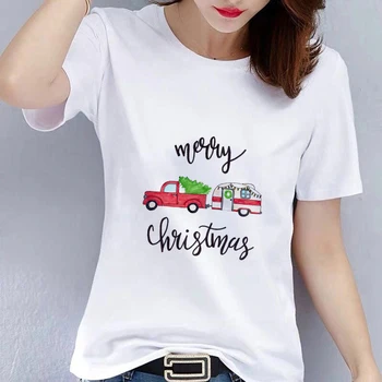 Naujas Linksmų Kalėdų marškinėliai Atsitiktinis Moterų Kalėdų Medžio Sunkvežimių Tshirts Harajuku Mados Šventė Žiemos Marškinėlius Drabužius Lašas Laivas