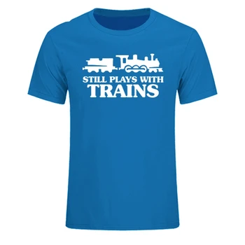 Naujas Madingas Stilius Vis Dar Žaidžia Su Traukinių T-Shirt Mados Geležinkelio Traukinio Mašinistas, Komedijos Kūrybos T Marškiniai Vyrams, Atsitiktinis Viršūnės