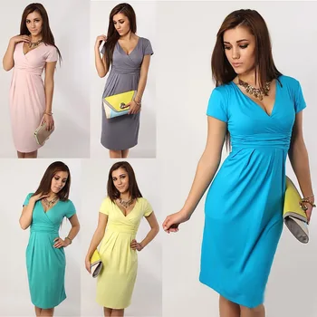 Naujas mados moterų vasaros didelis markės moterų multi-color giliai V-kaklo plonas korpusas maišelį klubai gali būti naudojami kaip motinystės suknelė