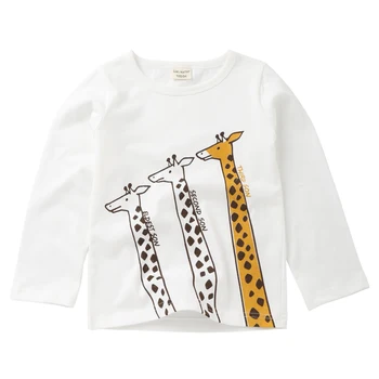 Naujas Mielas Žirafa Spausdinami T Marškinėliai Rudenį 2018 Vaikų Viršūnes Vaikams Drabužių Berniukų marškinėliai ilgomis Rankovėmis Mergaitėms Palaidinė Medvilnės Tshirts
