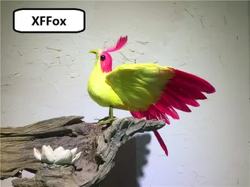Naujas realus gyvenimas sparnų paukštis modelis putų&plunksnų modeliavimas geltonos ir raudonos paukščių dovana, apie 20cm xf2543