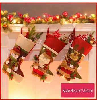 Naujas Santa Claus/Briedis/Sniego, Kalėdų kojinę Vaikų Saldainiai Dovanų Maišelis Kalėdų Eglutės Kabinti Apdailos Naujųjų Metų Kalėdų