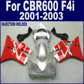 Nauji Karšto kelių purvasargiai komplektas Honda 2001 2002 2003 raudona sidabro CBR 600 F4i 01 02 03 cbr 600 f4i antrinėje rinkoje kūno lauktuvės rinkinys