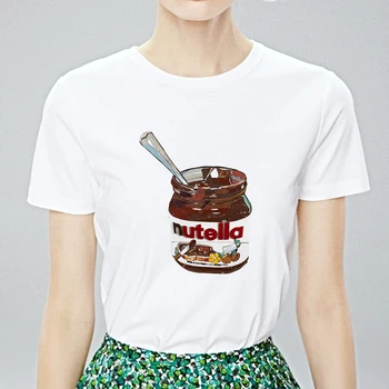 Nauji marškinėliai Moterims Atsitiktinis Viršų Nutella Universalus Ropa Mujer Estetinės Spausdinti Juokinga Grafinis T-shirt Harajuku Gana Mados Marškinėlius