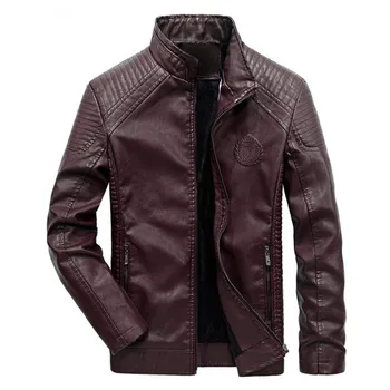 Nauji žieminiai vyriški odiniai paltai klasikinis odos motociklo striukė laisvalaikio drabužių ir aksomo Stovėti apykaklės