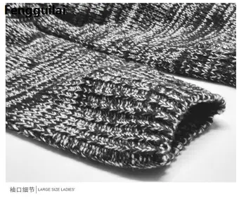 Negabaritinių Pilka Ilgi Stori susagstomi megztiniai Žiemą Šiltas Megztinis Džemperis su Gobtuvu Moterų Plius Dydis Outwear Visą Rankovės su Kišenėmis