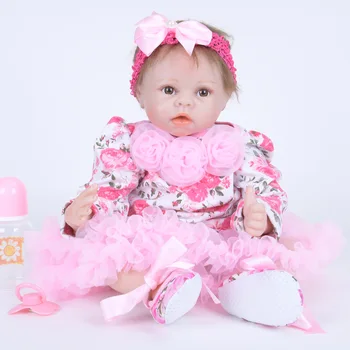Nekilnojamojo Tikroviška Reborn Baby Doll 22 Colių Princesė Mergina Kūdikiams Audiniu Kūno Naujagimio Žaislas, Lėlė su Lenkta Moheros Vaikai Partneris