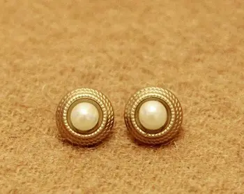 Nemokamas pristatymas 30pcs/daug metalo, matinis auksas imituojamas-perlas kokybės marškinėliai balti mygtuką megztas mažas mygtukas mygtukai 10mm