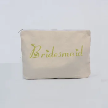 Nemokamas Pristatymas 4pcs daug Custom blizgučiai logotipas medvilnės drobės sudaro krepšiai asmeninį bridesmaid dovanų maišelis