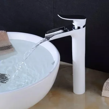 Nemokamas pristatymas Biggers vario krioklys vonios baseino maišytuvas vienos rankenėlės kontroliuoti šalto ir karšto vandens maišytuvas bakstelėkite su vamzdžiais