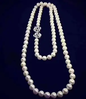 Nemokamas pristatymas >>>kilnus jewelr8-9mm natūralus baltas perlas karoliai pakabukas 35inch