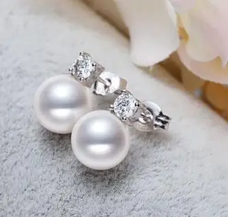 Nemokamas pristatymas >>>>noble jewelry žavinga 10-11mm gamtos turo pietų jūros white pearl auskarai 925s