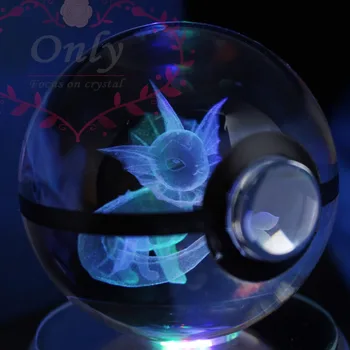 Nemokamas pristatymas Specialios Cool 3D Kristalų, Stiklo konstrukcijos Vaporeon Kamuolys kaip Chirstmas Dovanos Berniukams, Mergaitėms