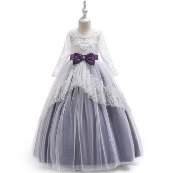 Nemokamas pristatymas Vaikų nėrinių tuščiaviduriai ilga suknelė mergina princesė vestuvių suknelė gazas partijos veiklos suknelė JQ-m.