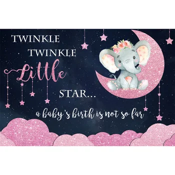 Neoback Šmėžavimas Mažai Žvaigždžių Baby Shower Fotografijos Backdrops Naujagimių Dramblys Žvaigždėto Dangaus Fone, Blizgučiai Pink Moon
