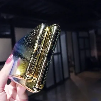 Netarlier Naujas Prabangus Atveju iPhone 6 6s 3D Vandens Lašas Mados Spalvinga Vaivorykštė Gradientas Plastiko Sunku Įrengti Telefono Padengti