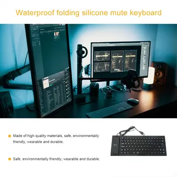 Nešiojamas USB Klaviatūrą, Lankstus, Atsparus Vandeniui, Minkštos Silikono Žaidimų klaviatūra Tablet Kompiuteris, Nešiojamas KOMPIUTERIS