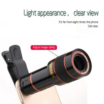 Nešiojamų Clip-on 12x Zoom Mobiliojo Telefono Teleskopo Objektyvas HD Teleskopo vaizdo Kameros Objektyvas Universalus Mobiliojo Telefono 