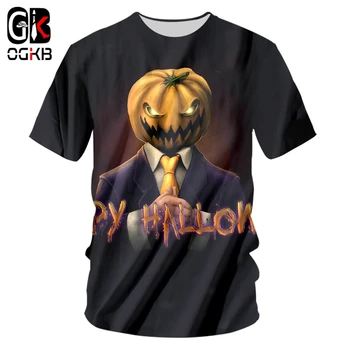 OGKB Happy Halloween 3D Atspausdintas Naujas Moliūgų Gotikos Moterų Karšto Pardavimo Marškinėliai, Dydį, Laisvalaikio, O Kaklo Marškinėlius 5XL