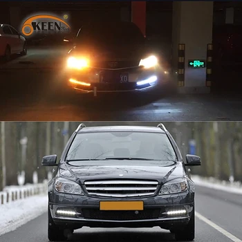 OKEEN 2VNT Universalus Fotografavimas Posūkio Signalo Lemputė LED Šviesos važiavimui Dieną Teka Geltonas Angel Eyes DRL Ašara Juostelės Automobilių Stilius