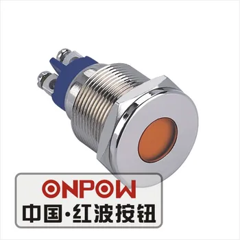 ONPOW 19mm Metalo Vandeniui LED signalinė lempa, nikeliuotas žalvaris indikatoriaus lemputė, indikatorius (šviesos GQ19T-D/L/O/6 V/N) CE,RoHS