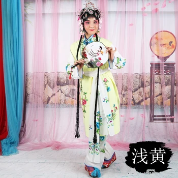 Operos Apranga Striukė + Kelnės + Juosmens kailis +Juosmens šalikas Mergina tarnautojas Pekino operos scenoje lady kostiumas gėlių aplikacija ilgai kostiumai