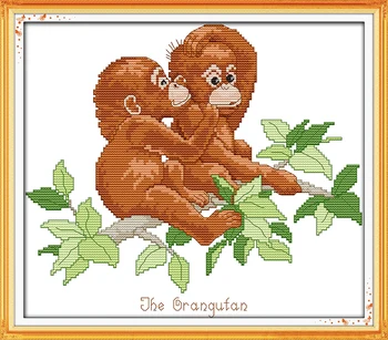 Orangutan kryželiu rinkinys 14ct 11ct prieš antspaudu drobės kryžiaus susiuvimo gyvūnų mylėtojas siuvinėjimo 