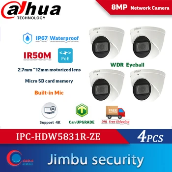 Originalus Dahua IPC-HDW5831R-ZE 8MP POE H. 265 IP67 IR 50m Dome IP vaizdo Kamera IPC-HDW5831R-ZE 4PCS/daug Tinklo Kamera su logo