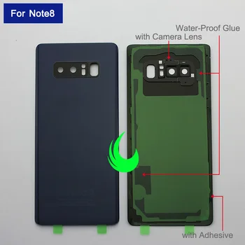 Originalus Galinis Stiklas, Korpusas Case For Samsung Galaxy Note 8 N950F Atgal Baterijos Dangtelis Durys Samsung Note8 w vaizdo Kameros Objektyvas