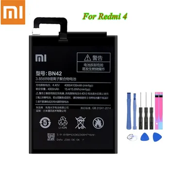 Originalus Xiao Mi Baterija BN42 Už Xiaomi Redmi 4 Originali Xiaomi Baterijų 4000/4100mAh Pakeitimo Batteria Akku +Įrankiai