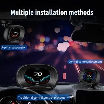 P20 Automobilių HUD OBD 2 II saugumo GPS Head Up Display + GPS Navigacija, 3 colių Ekranas greičio viršijimo Įspėjimo Signalą, Sistema, Universali