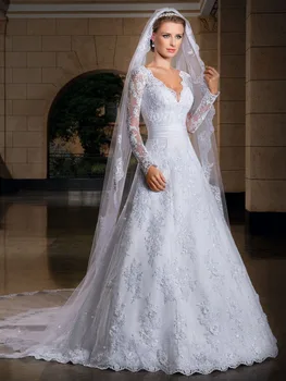 Pagal užsakymą Pagaminti vestido de noiva Matyti Per Nugaros vestidos de noivas 2019 seksualus ilgomis Rankovėmis Vestuvių Suknelės vestido de casamento