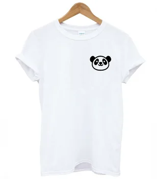 Panda kišenėje Spausdinti Moterų marškinėlius Medvilnės Atsitiktinis Juokingi marškinėliai Lady Mergina Viršuje Tee Hipster Tumblr Lašas Laivas F779