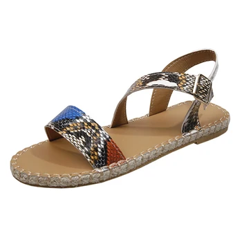 Paplūdimio Sandalai Moterims Gyvatė modelis mados didelio dydžio, Kietos Dirželio Sagtis vasaros ponios sandalai jaukus moterų butas batai