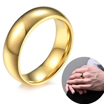 Paprastas Klasikinis 4MM/6MM/8MM Aukso Volframo Plieno Žiedai Vyrams Vestuvės Vestuvinis Žiedas Jubiliejų Papuošalai
