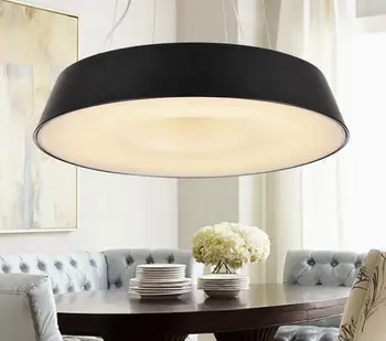Paprastas metalo ir akrilo LED pakabukas šviesos, valgomasis, lampadario vieno galvos apvalios baltos šviesos juodos arba baltos spalvos apšvietimas