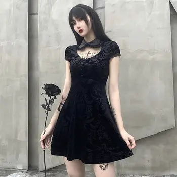 Pavasario/Rudens Naujas Renesanso, Gotikos Dark Angel Lolita Girl Nėrinių Tuščiaviduriai Iš Suknelė Punk Saldus Stilius Derliaus Mergelė Moteris Goth Suknelė