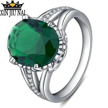 Perlas JewelryPalace Kriaušių 4ct Žalia Sukurta Smaragdas Sužadėtuvių, Vestuvių Žiedas 925 anillos Sidabro Prabanga Gimtadienio/Šalis/Šokių Žiedas
