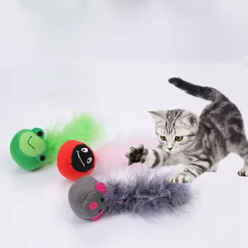 Pet Pliušinis Gyvūnų Žaislas Katė Kamuolys Interaktyvių Žaidimų Kramtyti Žaislus Dirbtinis Spalvinga Katė Kibinimas Žaislas Naminių Reikmenys Šunų Kačių Plunksnų Žaislas