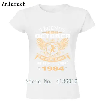 Pigūs Moterų Marškinėliai Legendos Yra Gimęs 1984 M. Spalio Mėn. Marškinėlius Unisex Apvalios Apykaklės Kietas Vyrų T-Shirt Dideli Dydžiai Viršūnės
