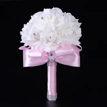 Pigūs PE Rose Bridesmaid, Vestuvių Putų Gėlių Nuotakos Puokštė Nuotaka Vestuvių, turintis Gėlių Netikrą 5 Spalvų Puokštė