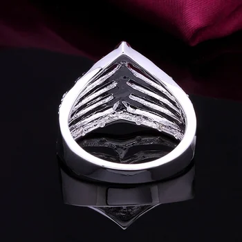 Pirmaujančių mados asmenybė, paprastas ir elegantiškas Žiedai, sidabro penkios eilutės, geometrinio modeliavimo Žiedas sidabro klasikinių modelių R416