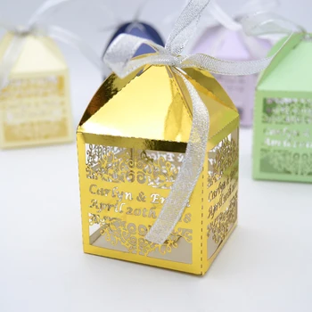 Pjovimas lazeriu naudai lauke aukso vestuvių saldainių dėžutė vestuvių dovanos svečiams asmeninį straipsniai