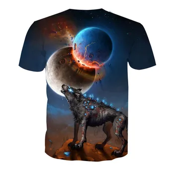 Planetos Poveikio Atominis Vilkas Spausdinti Mados vyriški trumpomis Rankovėmis T-Shirt Kietas Viršūnes&Tees