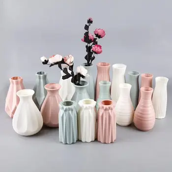 Plastikinių Gėlių Vaza Apdailos Namų Baltos Vazos Imitacija Keramikos Vaza, Vazonas Apdailos Šiaurės Stiliaus Gėlių Krepšelis