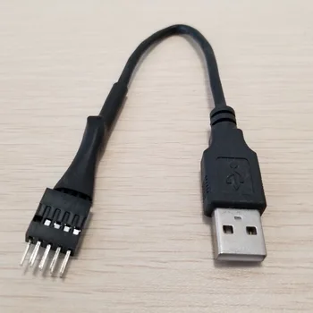 Plokštės Vidaus USB 9pin Išorinio USB A Male, kad Vyras Duomenų prailginimo Laido Ekranavimas PC Kompiuteris 20cm