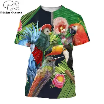 PLstar Kosmosas 2019 Naujas vasaros Mados marškinėliai vyrams 3D Atspausdintas gyvūnų Papūgos t-shirt Harajuku streetwear camiseta masculina