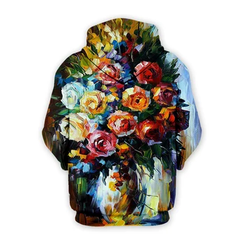 PLstar Kosmosas Prekės kostiumas Gėlių hoodies Vyras Moteris Gobtuvu Palaidinukė tapybos Gėlių 3D Atspausdintas naujovė streetwear Hoody